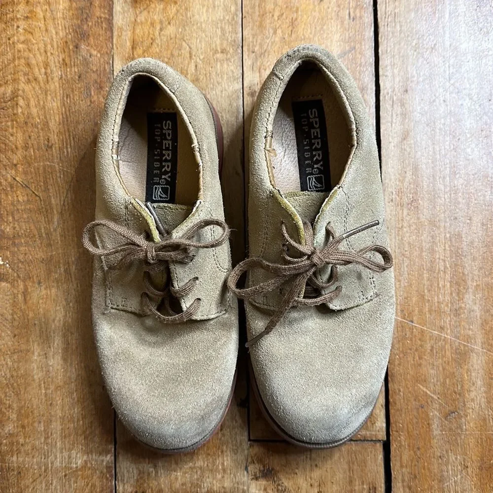 Sperry Topsider Tevin Boys Size 1 tan dress shoes Easter shoes